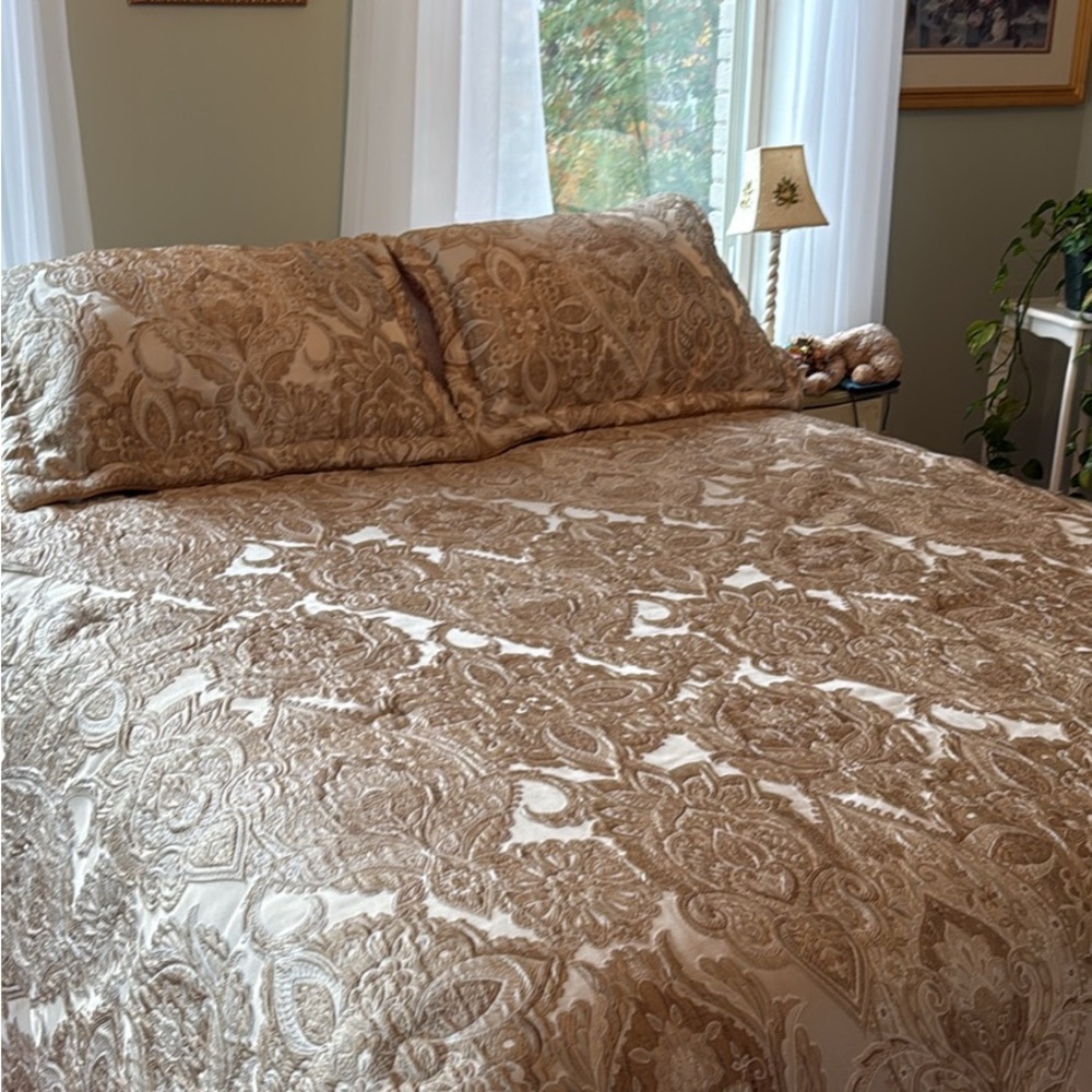 Elegant and Cozy Bedding Set in Cream and Tan!